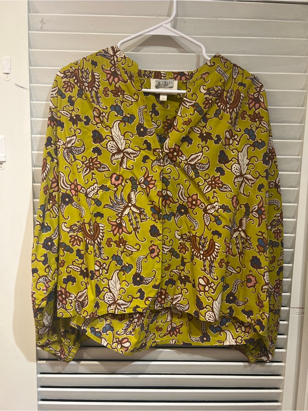 Cleobella Olive Green Floral Button-Front Blouse